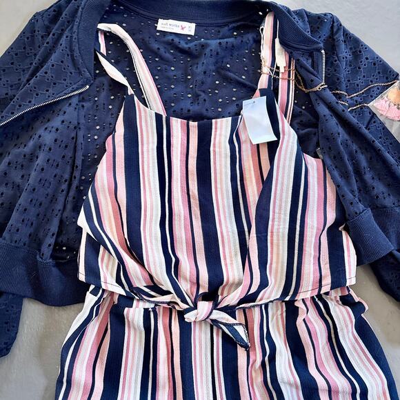 Knit Works Girls Jumpsuit Cardigan Necklace 3 Piece Set XL 16 - Picture 2 of 9